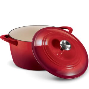 tramontina enameled cast iron 7-qt. covered round dutch oven - red