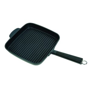 masterpan ultra nonstick deep grill frying pan with detachable handle, 11", black,