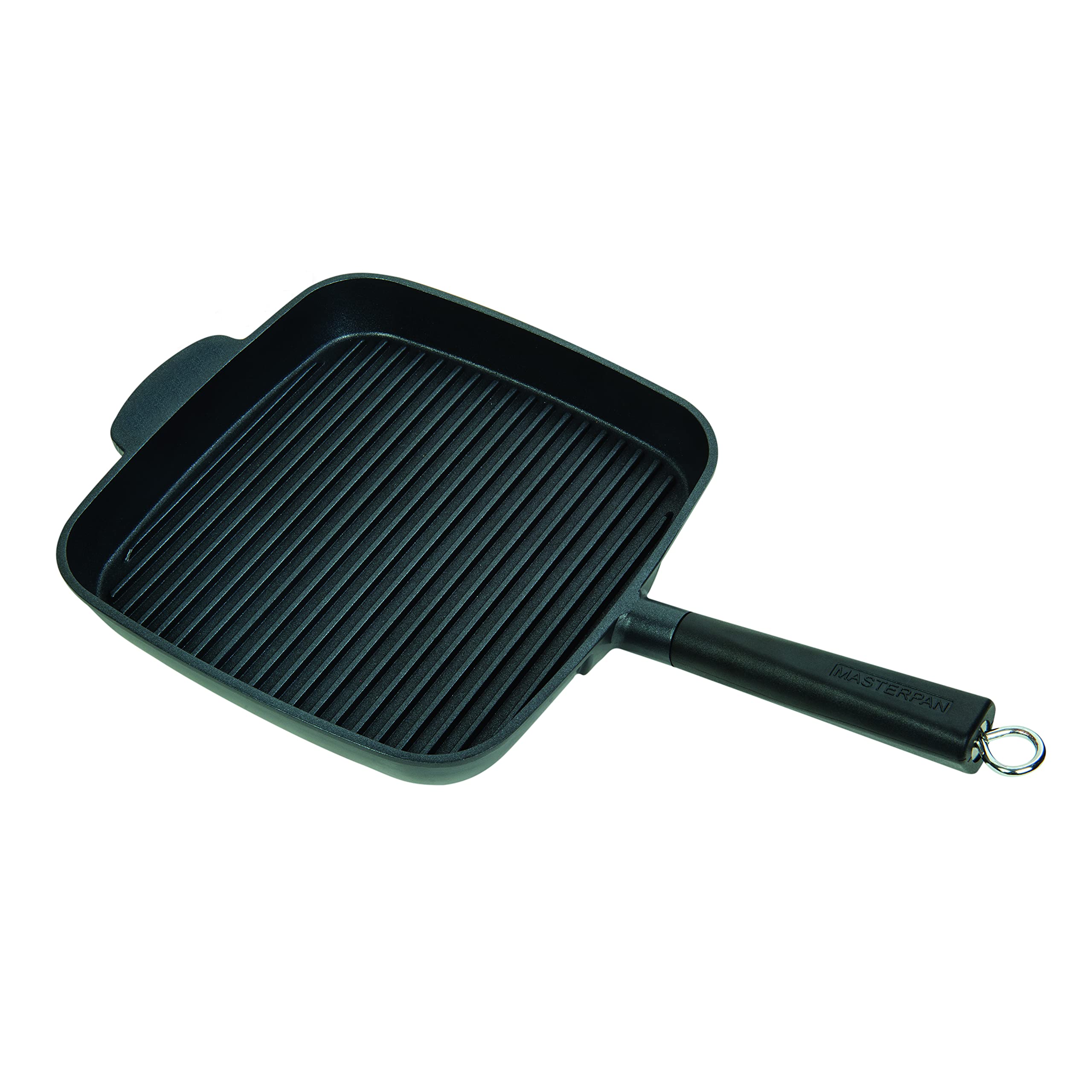 MasterPan Ultra Nonstick Deep Grill Frying Pan with Detachable Handle, 11", Black,