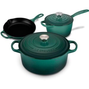 Le Creuset Signature Enameled Cast-Iron Dutch Oven, Saucepan, And Skillet 5 Piece Bundle Set - Artichaut