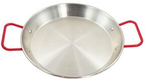 sunrise kitchen supply stainless steel paella pan with red handle (8")