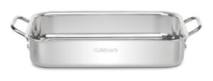 cuisinart chef's classic lasagna pan dw safe 13-1/2" l x 9.25" w x 2.5" h stainless steel gold oven
