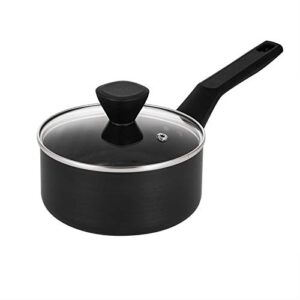 qstar hard-anodized aluminum 3.5qt nonstick sauce pan in black with lid and cool touch handles