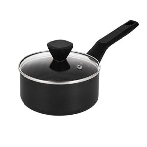 QStar Hard-Anodized Aluminum 3.5qt Nonstick Sauce Pan in Black with Lid and Cool Touch Handles