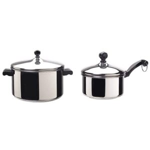 farberware classic stainless steel 6-quart stockpot with lid + farberware classic stainless steel sauce pan/saucepan with lid, 1 quart