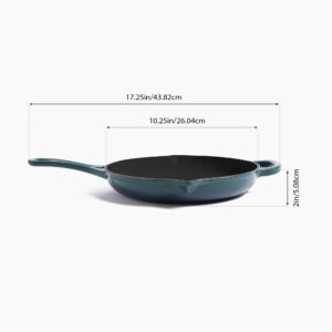 Larder & Vine Enameled Cast Iron Skillet | Nonstick Frying Pan – No Seasoning Required | Ergonomic and Helper Handle, Pour Spouts 10.25 inch / 27cm (Bondi)