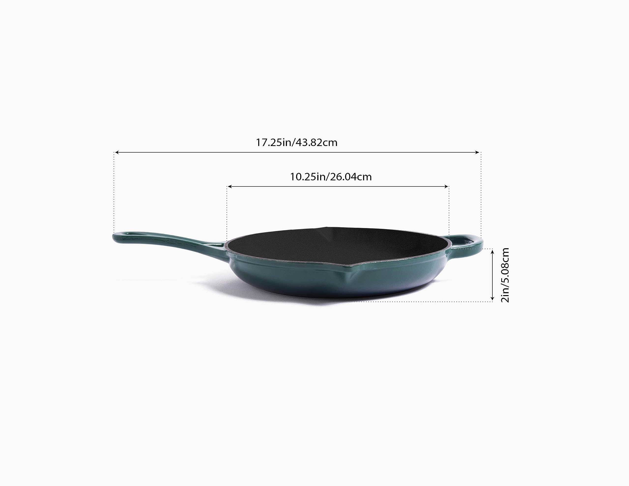 Larder & Vine Enameled Cast Iron Skillet | Nonstick Frying Pan – No Seasoning Required | Ergonomic and Helper Handle, Pour Spouts 10.25 inch / 27cm (Bondi)