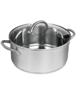 pro stainless steel 7.5-qt. dutch oven with glass lid in silver