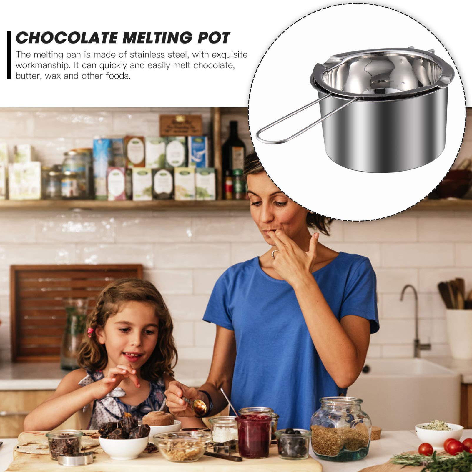 Sewroro Cheesecake Double Boiler Pot Set Stainless Steel Melting Pot Double Boiler Chocolate Melting Pot for Melting Chocolate, Soap, Wax, Candle (400ml) Heated Suit