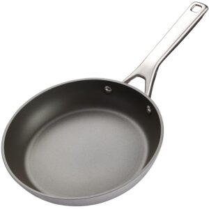 msmk non-stick small 8 inch enamel frying pan grey - stain-resistant, dishwasher safe, easy to clean - perfect for runny eggs, steak, avocado - lightweight with hollow stainless steel handle