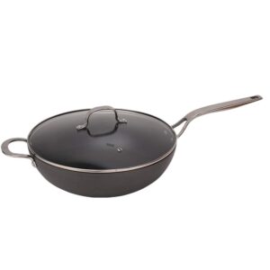 swiss diamond hard anodized 12.5 inch nonstick wok with lid large aluminum nonstick pot with vented lid, oven & dishwasher-safe
