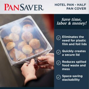 PanSaver Disposable Clear Half Pan Covers for Shrink Tight Food Storage & Easy Transportation - Commercial Food Cover (23 x 6 IN, 50 Pack)