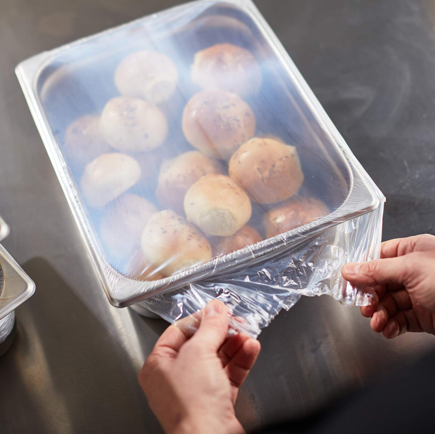 PanSaver Disposable Clear Half Pan Covers for Shrink Tight Food Storage & Easy Transportation - Commercial Food Cover (23 x 6 IN, 50 Pack)