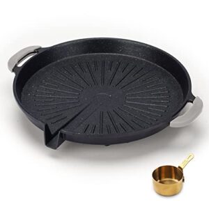 alocs grill pan, 13" griddle pan for stove top, nonstick stove top grill cast aluminum frying pan, lighter than cast iron skillet pancake griddle, grill, stovetop, induction safe, round