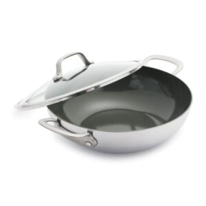 GreenPan Craft Steel Chef’s Pan with Lid, 5 qt, Silver