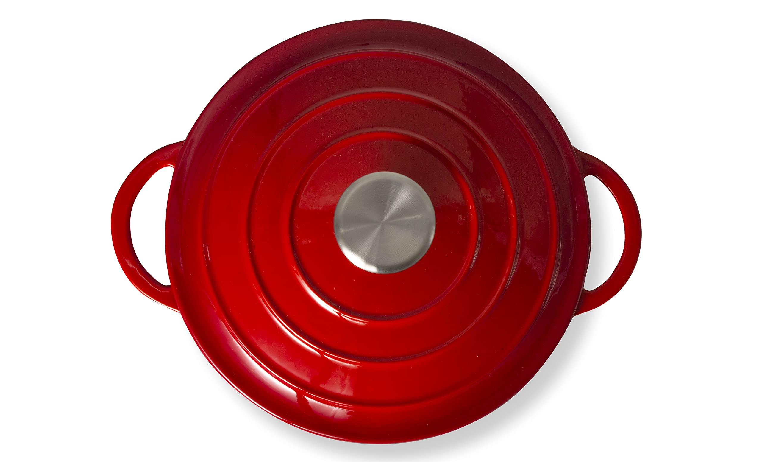 Eternal Living Enameled Cast Iron Dutch Oven with Handles and Lid, 3 Quart Red