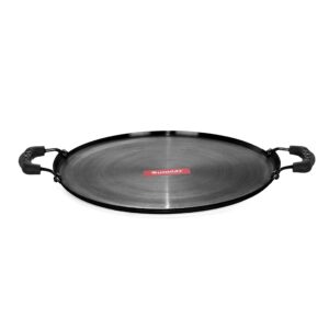 sumeet pre seasoned 2.5mm thick iron dosa tawa with double side handle (27.4cm)