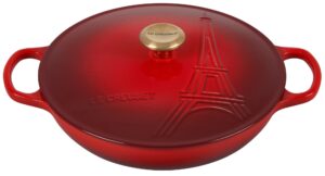 le creuset eiffel tower collection enameled cast iron signature braiser with lid, 3.5 qt., cerise