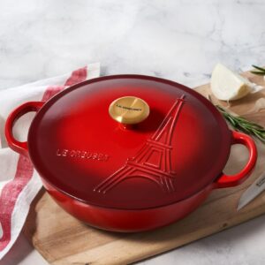 Le Creuset Eiffel Tower Collection Enameled Cast Iron Signature Braiser with Lid, 3.5 qt., Cerise