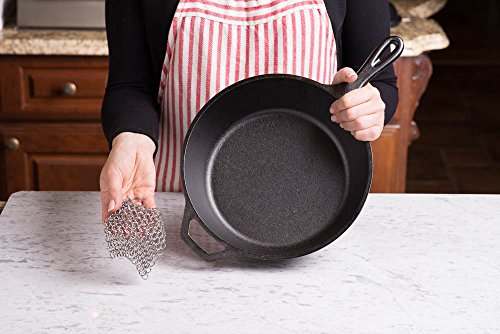 Emmabin 6"x8" Stainless Steel 316L Cast Iron Cleaner Chainmail Scrubber for Cast Iron Pan Pre-Seasoned Pan Dutch Ovens Waffle Iron Pans Scraper Cast Iron Grill Scraper Skillet Scraper