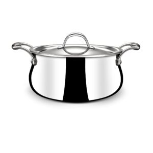 stahl triply stainless steel sauce pot with lid i stainless steel belly casserole | tri ply biryani pot with induction base | artisan 4178, dia 18 cm, 2.4 l (serves 3 people)