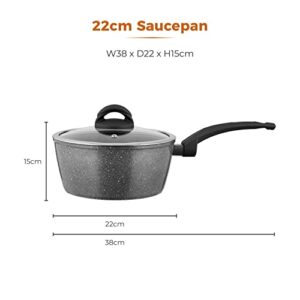 Tower Cerastone Saucepan with Easy Clean Non-Stick Ceramic Coating, 22 cm, Graphite