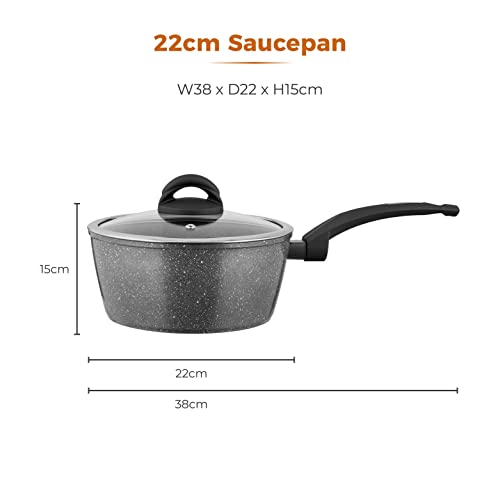 Tower Cerastone Saucepan with Easy Clean Non-Stick Ceramic Coating, 22 cm, Graphite