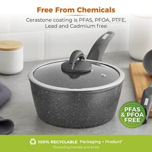 Tower Cerastone Saucepan with Easy Clean Non-Stick Ceramic Coating, 22 cm, Graphite