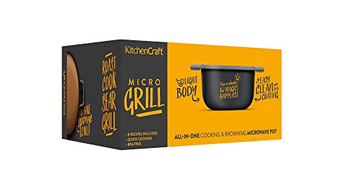 KitchenCraft Microwave Grill Pan and Browning Dish, Fast cooking, Oven-quality Food, Sturdy and Lightweight, 26 x 29 x 9 cm, Black