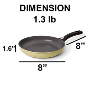 JOVELY 8" Ceramic Nonstick Frying Pan, PFAS-Free, Dishwasher Safe, Aluminum Steel Body, Stay-Cool Handle, Ultimate Nonstick Cookware for Delicious and Healthy Meals