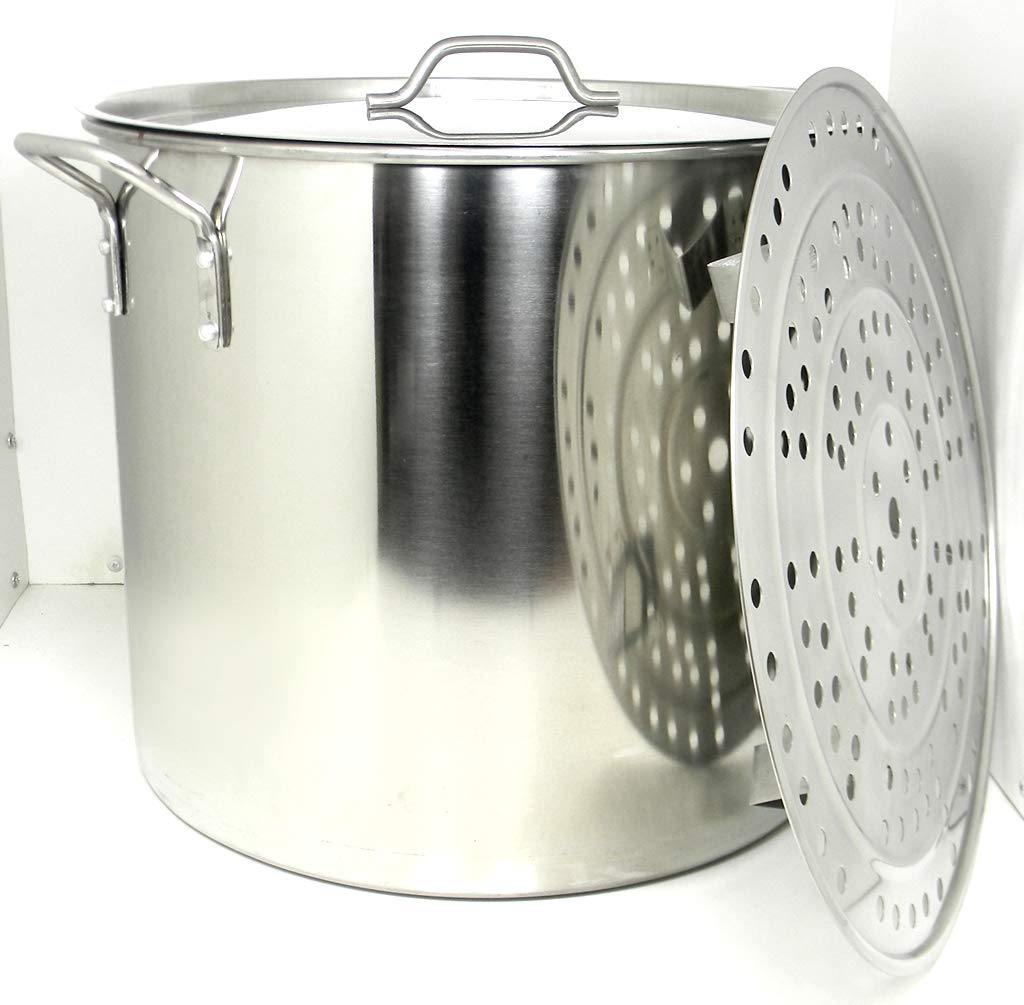 100 Quart Stainless Steel Stock Pot with Rack & Lid