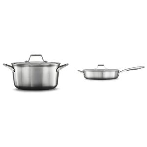 calphalon premier stainless steel cookware, 6-quart stockpot with cover & saute pan with lid, 5 qt, silver