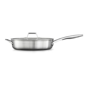 Calphalon Premier Stainless Steel Cookware, 6-Quart Stockpot with Cover & Saute Pan with Lid, 5 QT, Silver