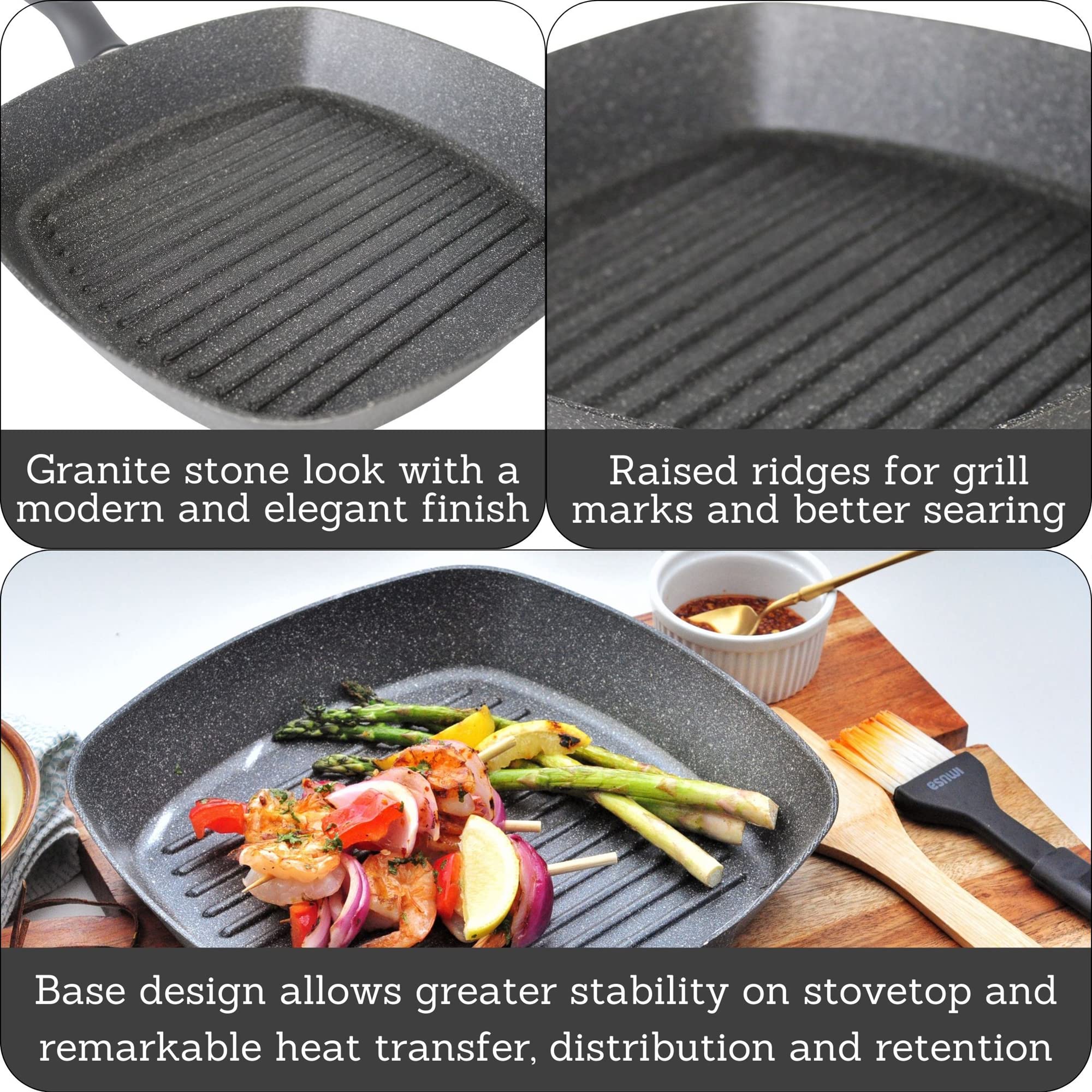 IMUSA Made in Colombia 11" Nonstick Deep Square Grill with Handle