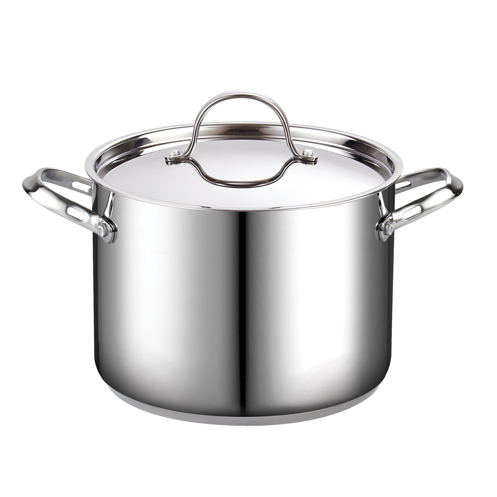 Cooks Standard 7-Quart Classic Stainless Steel Dutch Oven Casserole Stockpot with Lid & 8-Quart Classic Stainless Steel Stockpot with Lid, 8-QT, Silver