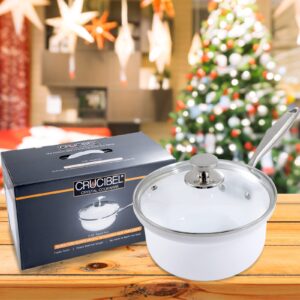 morejoy nonstick saucepan with lid (2 qt) - non toxic, ptfe & pfoa free - nonstick pot made of silica stone - glass saucepan - multipurpose pots use for kitchen or restaurant, christmas gift