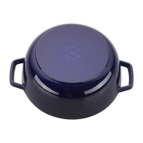 Staub Cast Iron 3.75-qt Essential French Oven Rooster - Dark Blue, Made in France