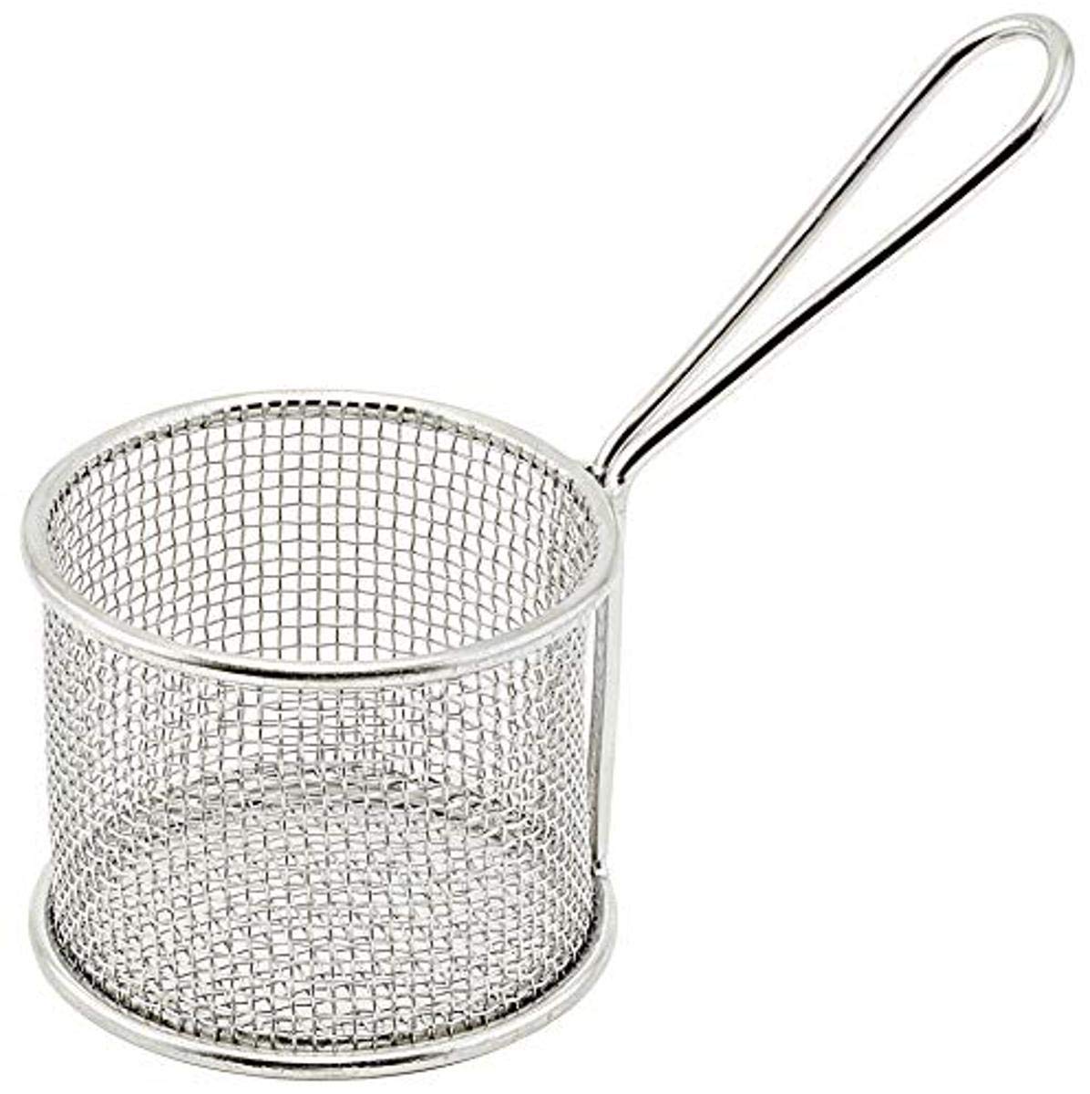 WINCO Mini Fry Basket, Round, Silver, 3.75" x 3"