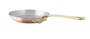 mauviel m'150 b 1.5mm polished copper & stainless steel frying pan with brass handles, 10.2-in, made in france