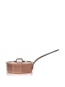 baumalu high sided frying pan + lid, solid copper, 22cm