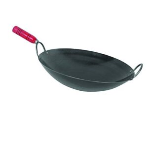thunder group iron wok with wood handle, 16-inch