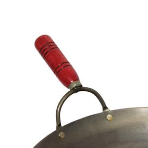 Thunder Group Iron Wok with Wood Handle, 16-Inch