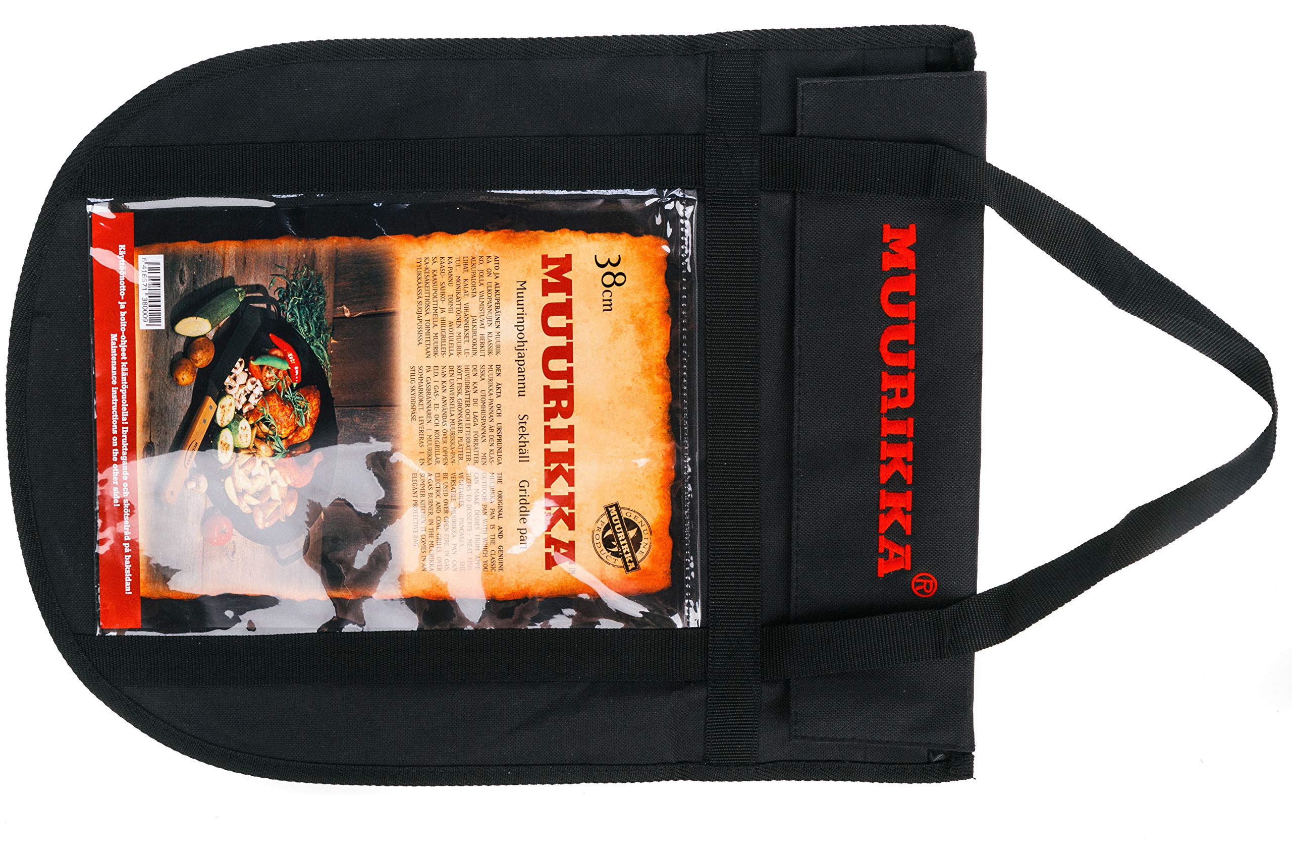 Muurikka Grill Pan 38 cm with Protective Bag, Outdoor Pan, Fire Pan Made of Robust Rolled Steel for Campfire & Grill