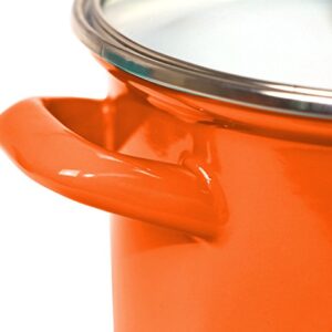 Calypso Basics by Reston Lloyd Enamel on Steel Stockpot with Glass Lid, 8-Quart, Orange