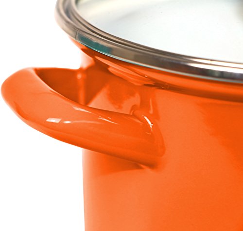 Calypso Basics by Reston Lloyd Enamel on Steel Stockpot with Glass Lid, 8-Quart, Orange