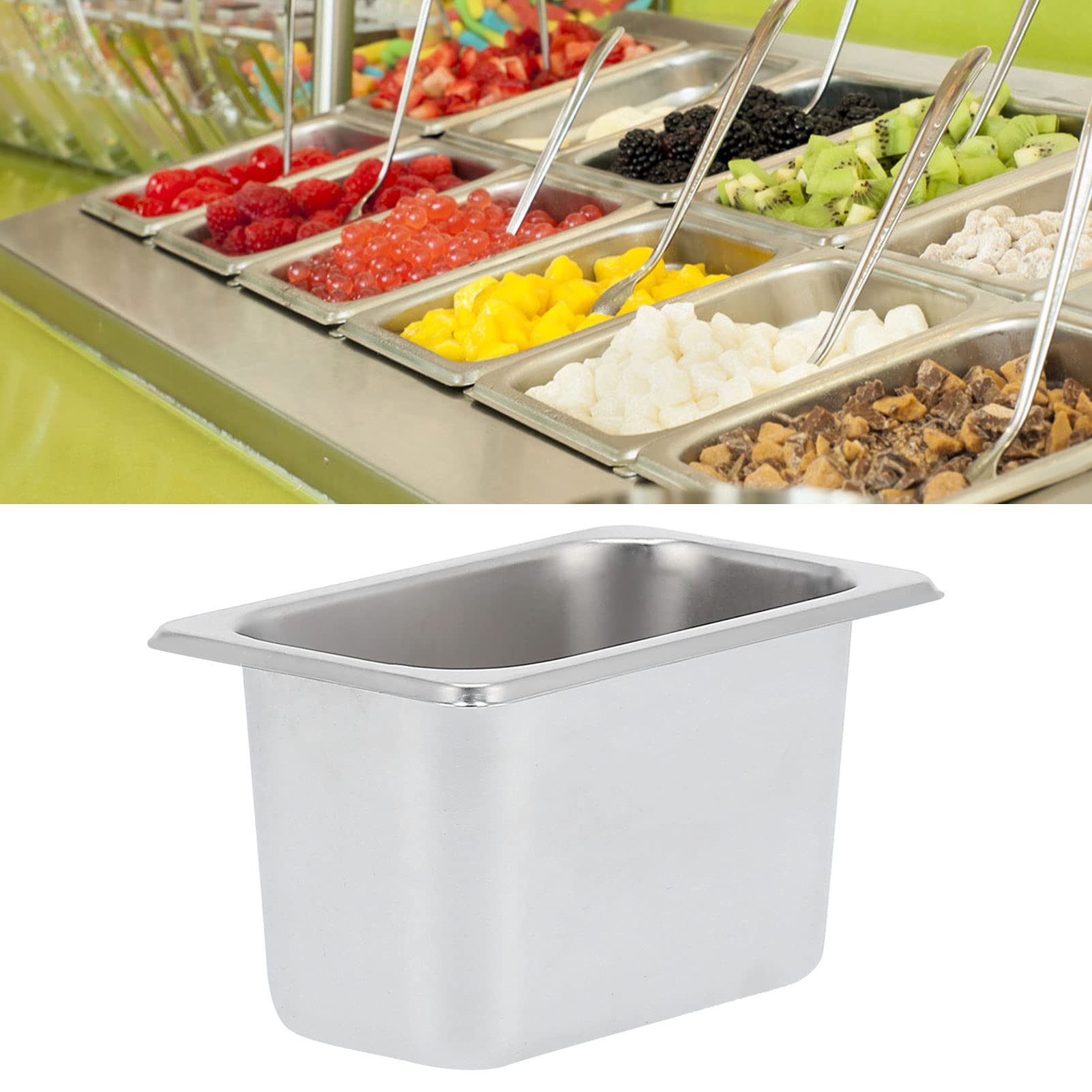 Buffet Food Pans, Stainless Steel Square Pan Restaurant Pans Steam Table Pan Hotel Pan Containers Insulation Counter Basin for Canteen Hotels Kitchen