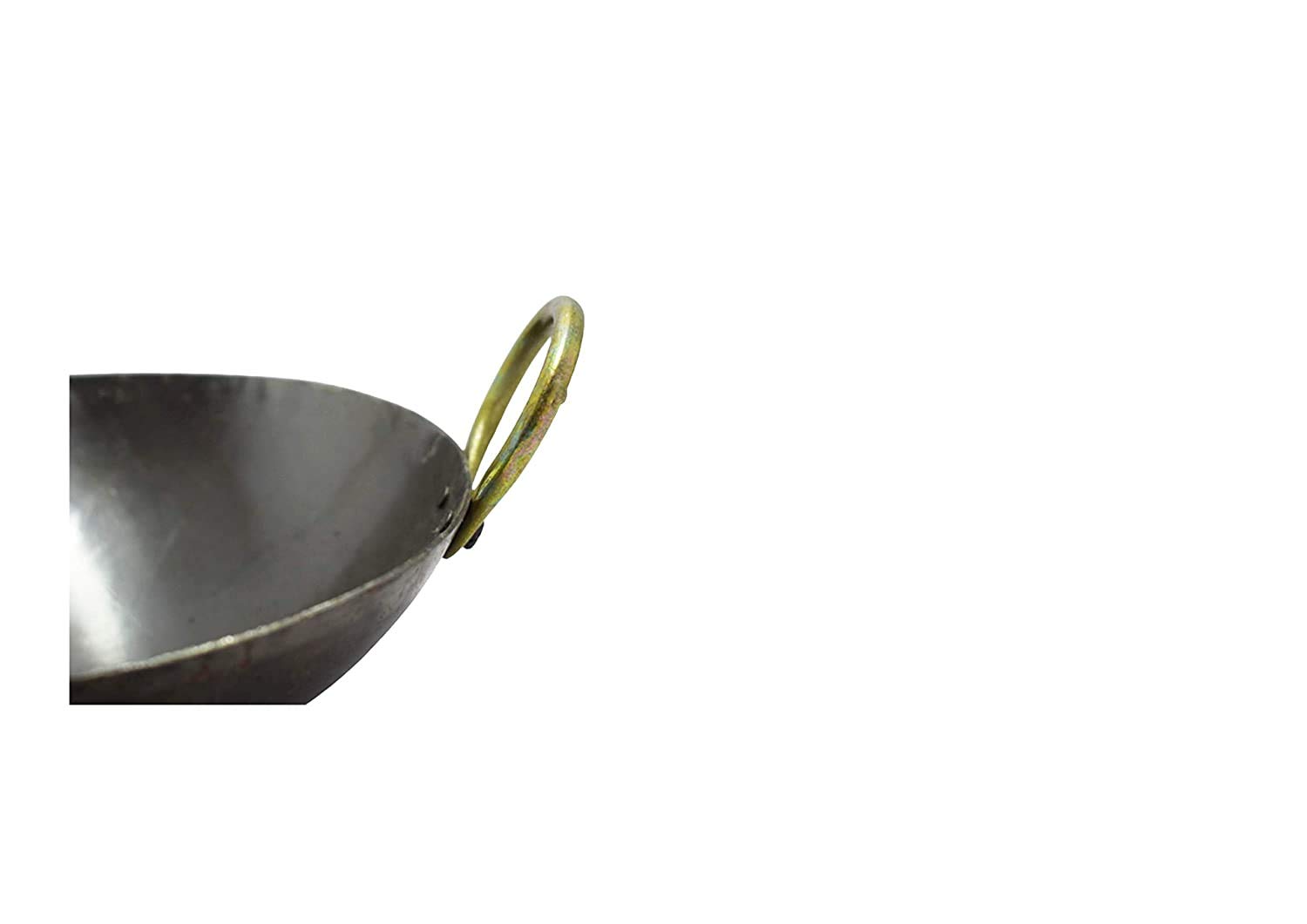 Galaxy store UK Galaxy Store Indian Traditional Iron Kadai Iron Kadhai Cooking Wok Iron Karahi Woks 3 Liter with Handles, Dark Gray, 3 Ltr