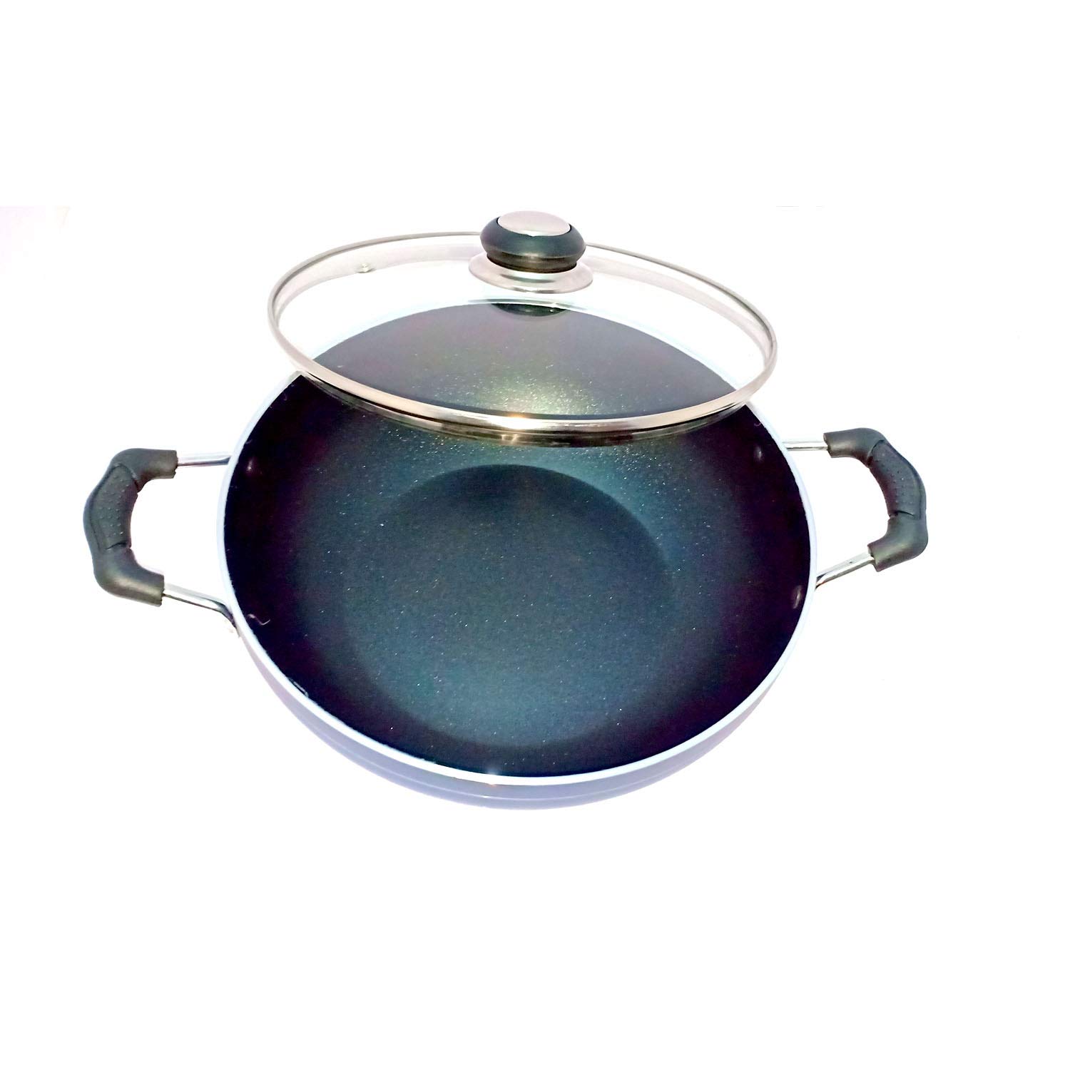 Kadai Deep pan Induction Base Deep Fry Kadhai Non-Stick Aluminium Karai Deep Fry Pan Nonstick 2.2 litre Nonstick All Purpose Pan Cooking Pan Nonstick Kadai with Glass Lid