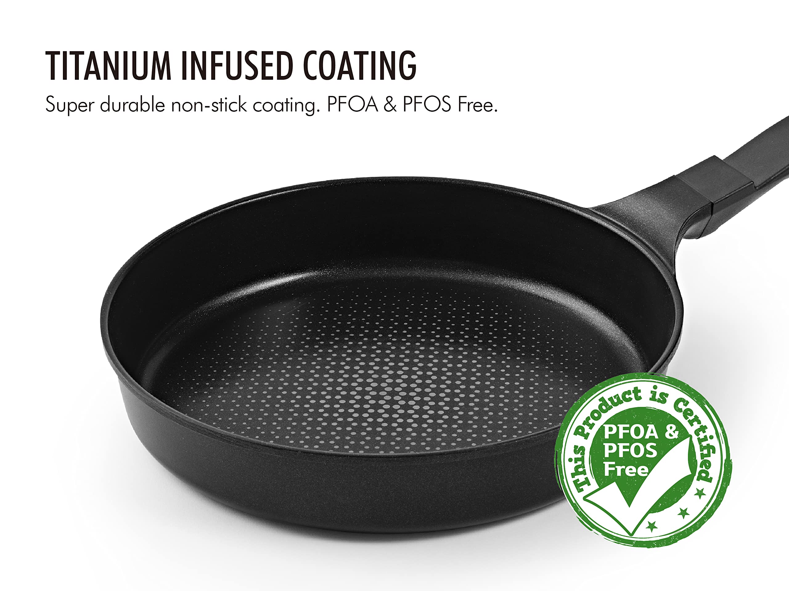 CHEF TOPF Practi Nonstick Frying Pan 12 Inch, Titanium Coating Ultra Non-stick Skillet, PFOA & PFOS Free