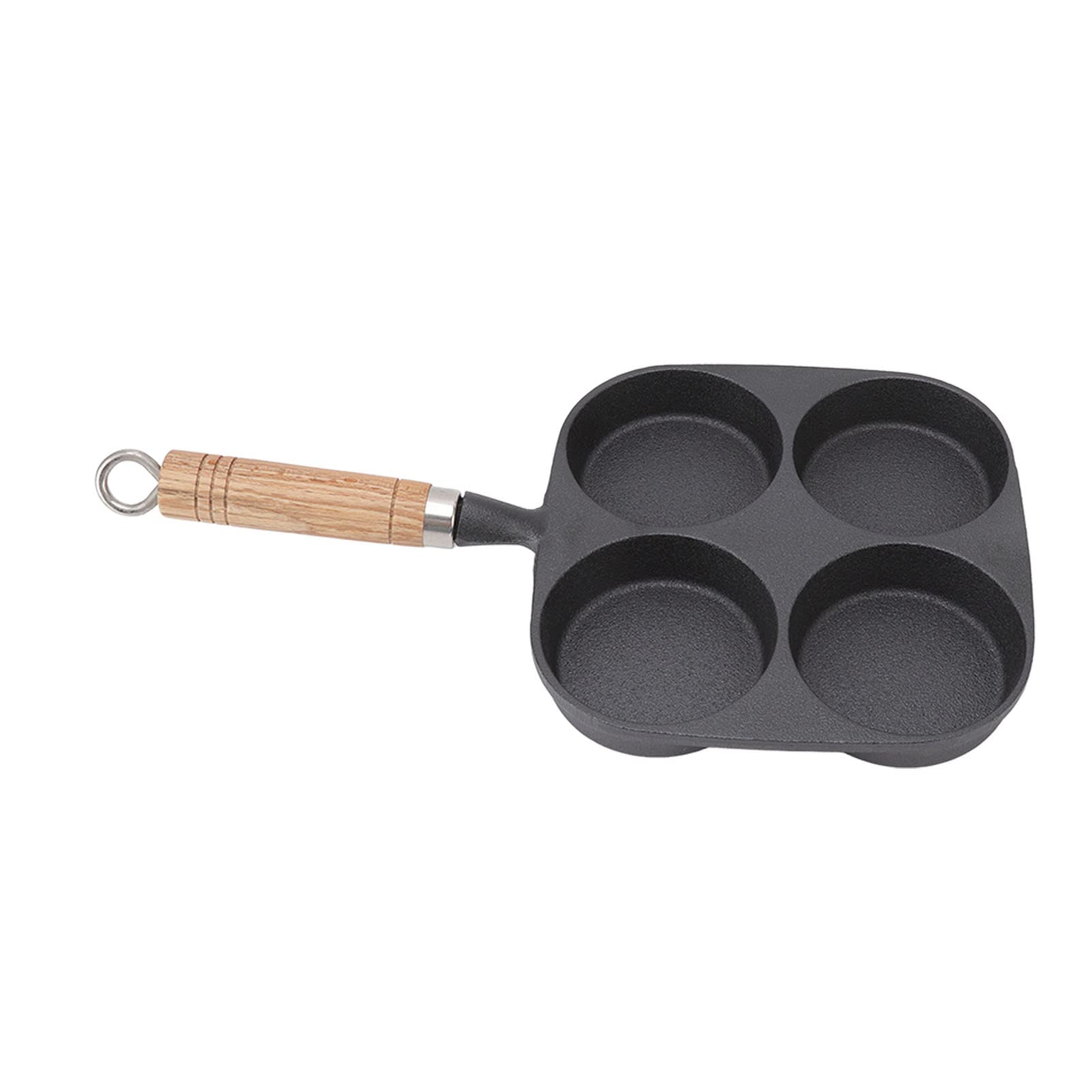 Egg Cooker Omelet Pan, Egg Pan 4 Cup Egg Frying Pan with Wooden Handle for Breakfast Pancakes Omelettes